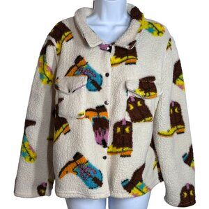 Weekending Cowboys Boot Sherpa Jacket Snap Buttons Size XL‎